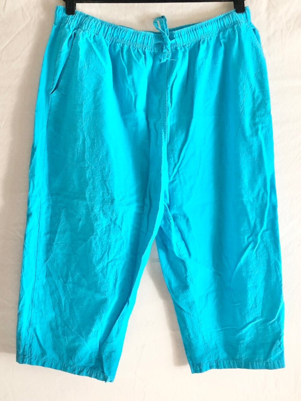 Palm Grove Aqua Blue Cropped Cotton Pants Size 3X